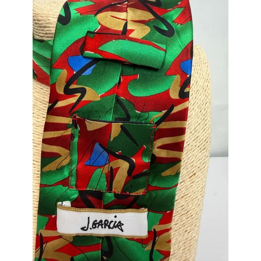 J Garcia Green Tree Limited Edition Silk Tie Collection 43 Red Green Gold Art